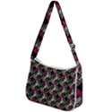 Doily Rose Pattern Black Zip Up Shoulder Bag View2