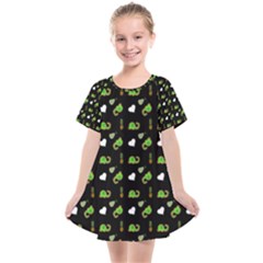 Green Elephant Pattern Kids  Smock Dress by snowwhitegirl