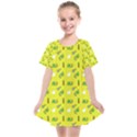 Green Elephant Pattern Yellow Kids  Smock Dress View1