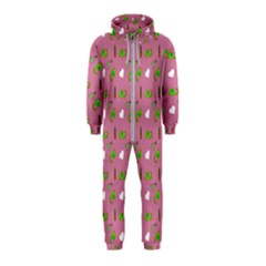 Green Elephant Pattern Mauve Hooded Jumpsuit (kids) by snowwhitegirl