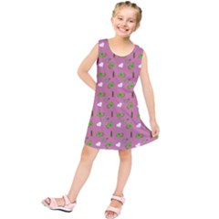 Green Elephant Pattern Mauve Kids  Tunic Dress by snowwhitegirl