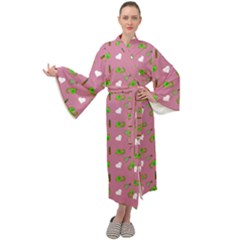 Green Elephant Pattern Mauve Maxi Velour Kimono by snowwhitegirl