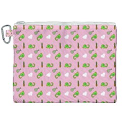 Green Elephant Pattern Pink Canvas Cosmetic Bag (xxl) by snowwhitegirl