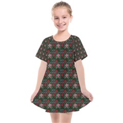 Dark Floral Butterfly Teal Bats Lip Green Small Kids  Smock Dress by snowwhitegirl