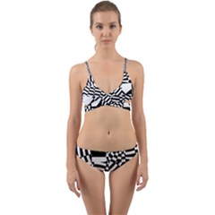 Black And White Crazy Pattern Wrap Around Bikini Set by Sobalvarro