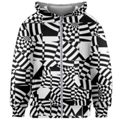 Black And White Crazy Pattern Kids  Zipper Hoodie Without Drawstring by Sobalvarro