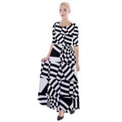 Black And White Crazy Pattern Half Sleeves Maxi Dress by Sobalvarro