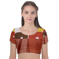 Sophie Taeuber Arp, Composition À Motifs D arceaux Ou Composition Horizontale Verticale Velvet Short Sleeve Crop Top  by Sobalvarro