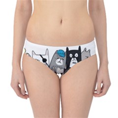 Cute Cat Hand Drawn Cartoon Style Hipster Bikini Bottoms by Vaneshart