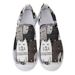 Cute Cat Hand Drawn Cartoon Style Women s Slip On Sneakers by Vaneshart