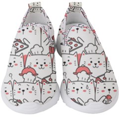 Cute Cat Chef Cooking Seamless Pattern Cartoon Kids  Slip On Sneakers by Vaneshart