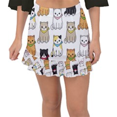 Cat Kitten Seamless Pattern Fishtail Mini Chiffon Skirt by Vaneshart