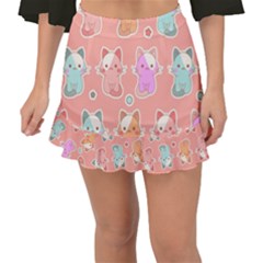 Cute Kawaii Kittens Seamless Pattern Fishtail Mini Chiffon Skirt by Vaneshart