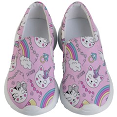 Beautiful Cute Animals Pattern Pink Kids Lightweight Slip Ons by Vaneshart