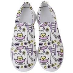 Hand Drawn Cute Cat Pattern Men s Slip On Sneakers by Vaneshart