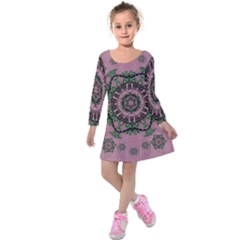 Sakura Wreath And Cherry Blossoms In Harmony Kids  Long Sleeve Velvet Dress by pepitasart