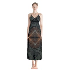 Art Abstract Fractal Pattern Button Up Chiffon Maxi Dress by Wegoenart