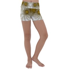 Fractal Fantasy Background Pattern Kids  Lightweight Velour Yoga Shorts by Wegoenart