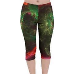 Space Cosmos Galaxy Universe Sky Velvet Capri Leggings  by Wegoenart