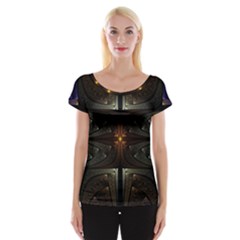 Fractal Artwork Abstract Fantasy Cap Sleeve Top by Wegoenart