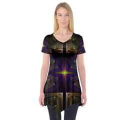 Fractal Fantasy Design Texture Short Sleeve Tunic  by Wegoenart