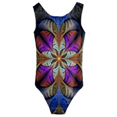 Fractal Flower Fantasy Pattern Kids  Cut-out Back One Piece Swimsuit by Wegoenart