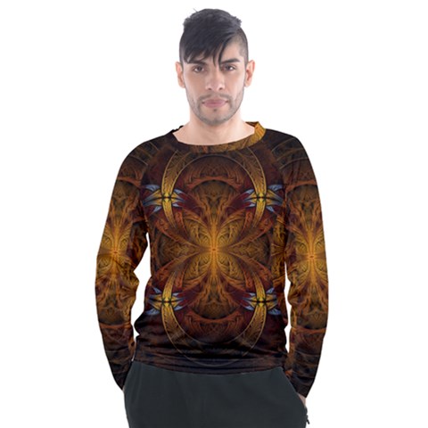 Fractal Art Abstract Pattern Men s Long Sleeve Raglan Tee by Wegoenart