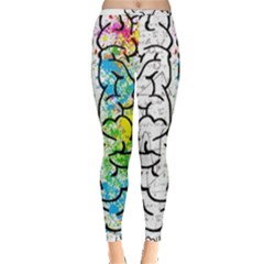 Brain Mind Psychology Idea Drawing Inside Out Leggings by Wegoenart