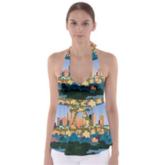 City Buildings Urban Dawn Babydoll Tankini Top by Wegoenart