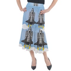 Rocket Shuttle Spaceship Science Midi Mermaid Skirt by Wegoenart