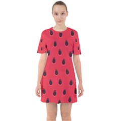 Seamless Watermelon Surface Texture Sixties Short Sleeve Mini Dress by Nexatart