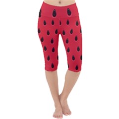 Seamless Watermelon Surface Texture Lightweight Velour Cropped Yoga Leggings by Nexatart