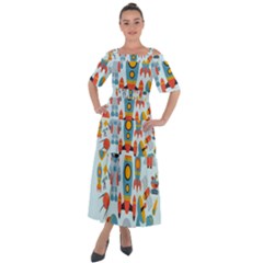 Space Elements Flat Shoulder Straps Boho Maxi Dress  by Nexatart