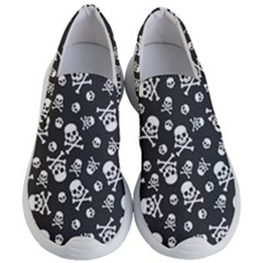 Skull Crossbones Seamless Pattern Holiday Halloween Wallpaper Wrapping Packing Backdrop Women s Lightweight Slip Ons by Nexatart