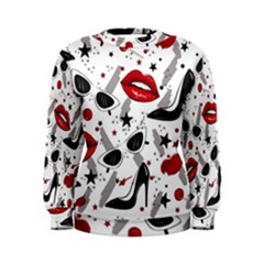 Red Lips Black Heels Pattern Women s Sweatshirt by Nexatart