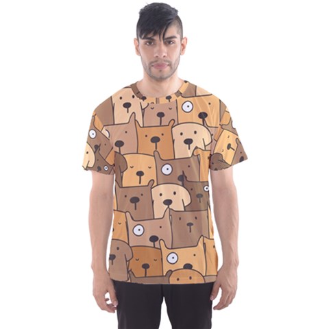 Cute Dog Seamless Pattern Background Men s Sports Mesh Tee by Nexatart