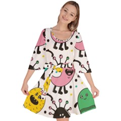 Funny Monster Pattern Velour Kimono Dress by Nexatart