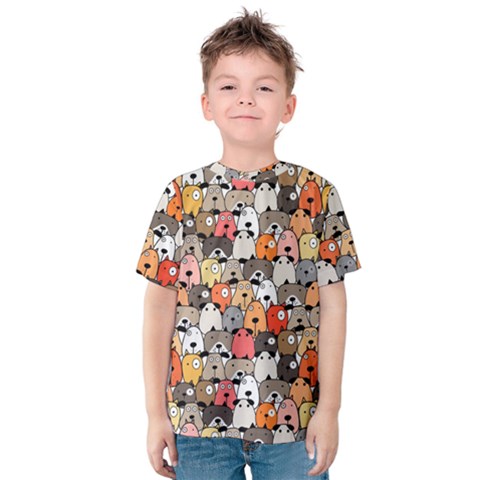 Cute Dog Seamless Pattern Background Kids  Cotton Tee by Nexatart