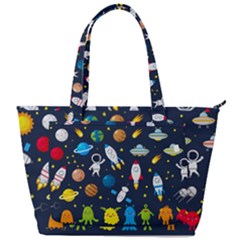 Big Set Cute Astronauts Space Planets Stars Aliens Rockets Ufo Constellations Satellite Moon Rover V Back Pocket Shoulder Bag  by Nexatart