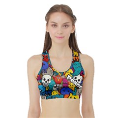 Graffiti Characters Seamless Pattern Sports Bra With Border by Nexatart