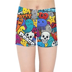 Graffiti Characters Seamless Pattern Kids  Sports Shorts by Nexatart