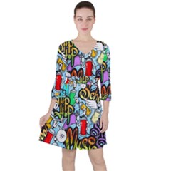 Graffiti Characters Seamless Patternm Ruffle Dress by Nexatart