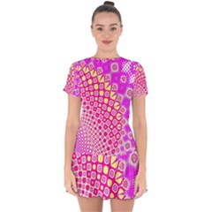 Digital Arts Fractals Futuristic Pink Drop Hem Mini Chiffon Dress by Nexatart