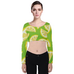 Lemon Fruit Healthy Fruits Food Velvet Long Sleeve Crop Top by Nexatart