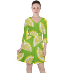 Lemon Fruit Healthy Fruits Food Ruffle Dress by Nexatart