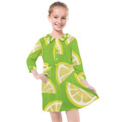 Lemon Fruit Healthy Fruits Food Kids  Quarter Sleeve Shirt Dress by Nexatart