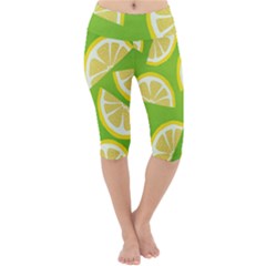 Lemon Fruit Healthy Fruits Food Lightweight Velour Cropped Yoga Leggings by Nexatart