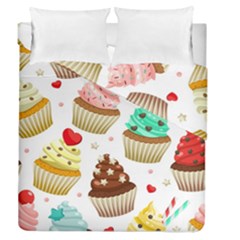 Seamless Pattern Yummy Colored Cupcakes Duvet Cover Double Side (queen Size) by Nexatart