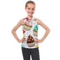 Seamless Pattern Yummy Colored Cupcakes Kids  Sleeveless Polo Tee View1