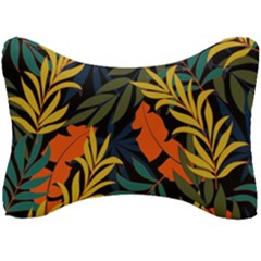 Fashionable Seamless Tropical Pattern With Bright Green Blue Plants Leaves Seat Head Rest Cushion by Nexatart